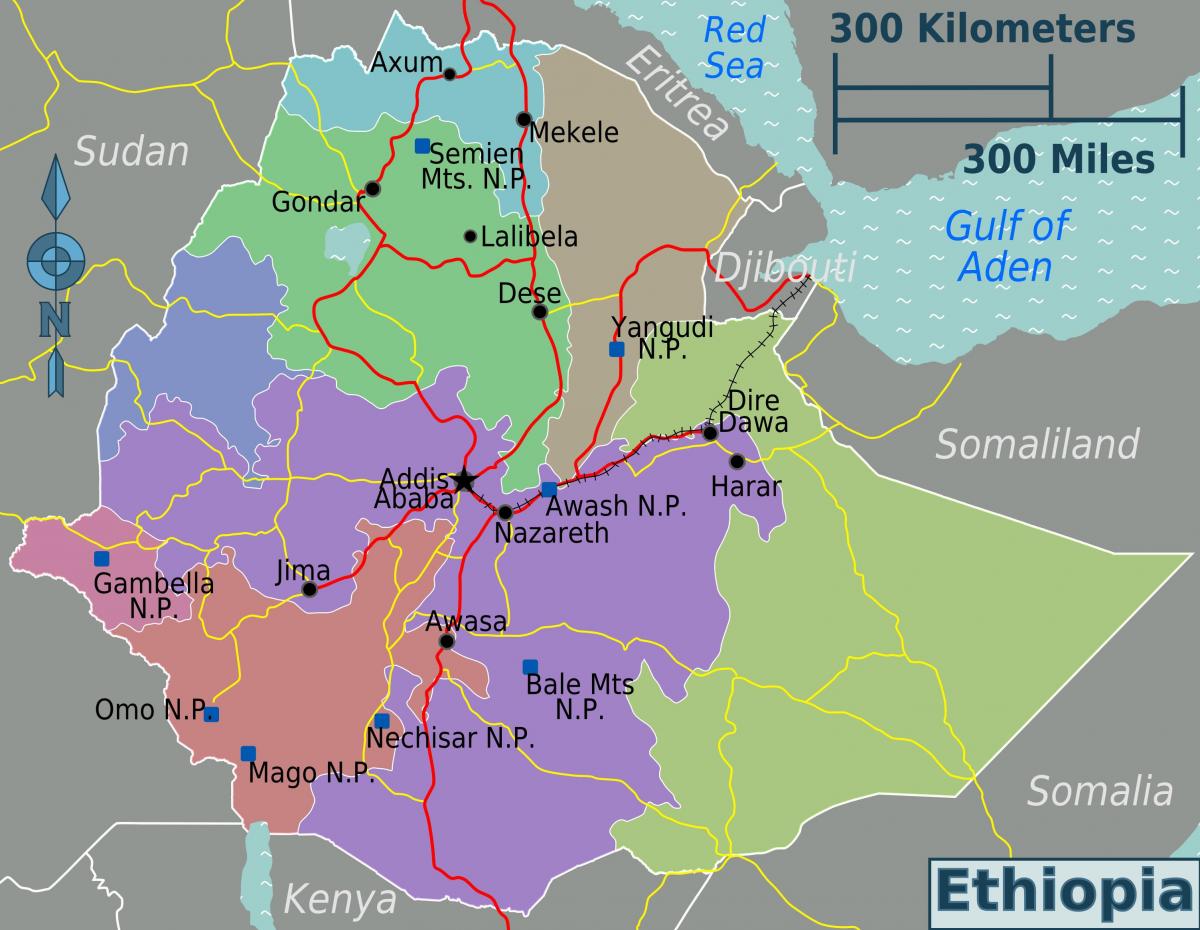 ایتھوپیا کا نقشہ محل وقوع