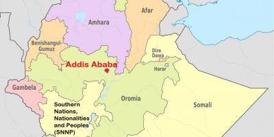 ادیس ابابا ایتھوپیا دنیا کے نقشے