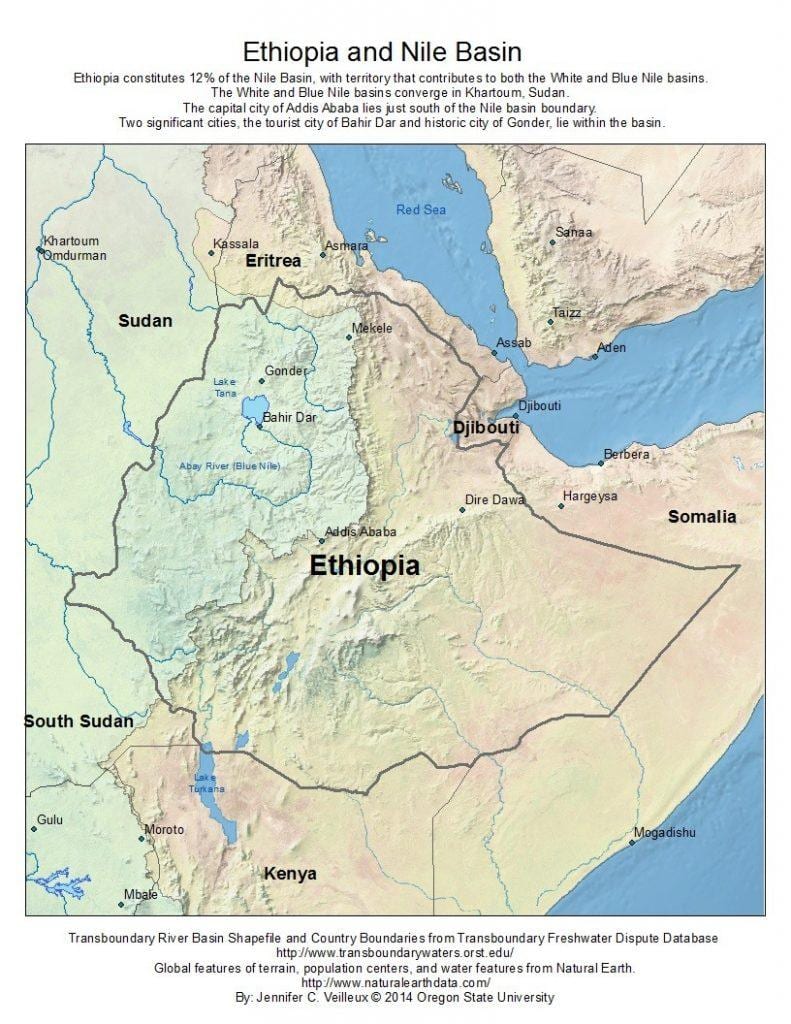 ایتھوپیا سطح مرتفع پر نقشہ
