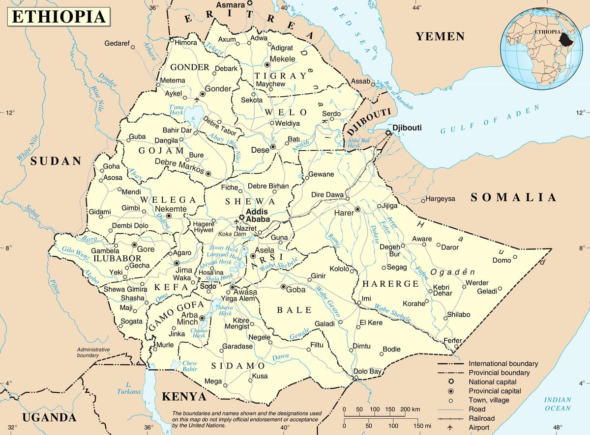 سیاسی نقشہ ایتھوپیا کی