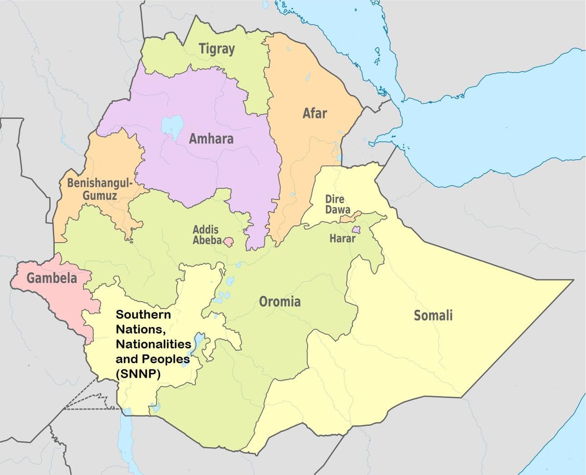 ایتھوپیا amhara خطے کا نقشہ