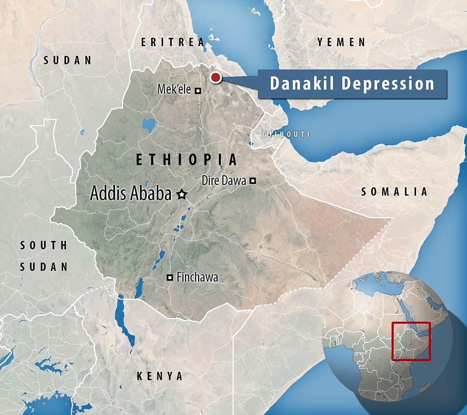 danakil ڈپریشن ایتھوپیا کا نقشہ