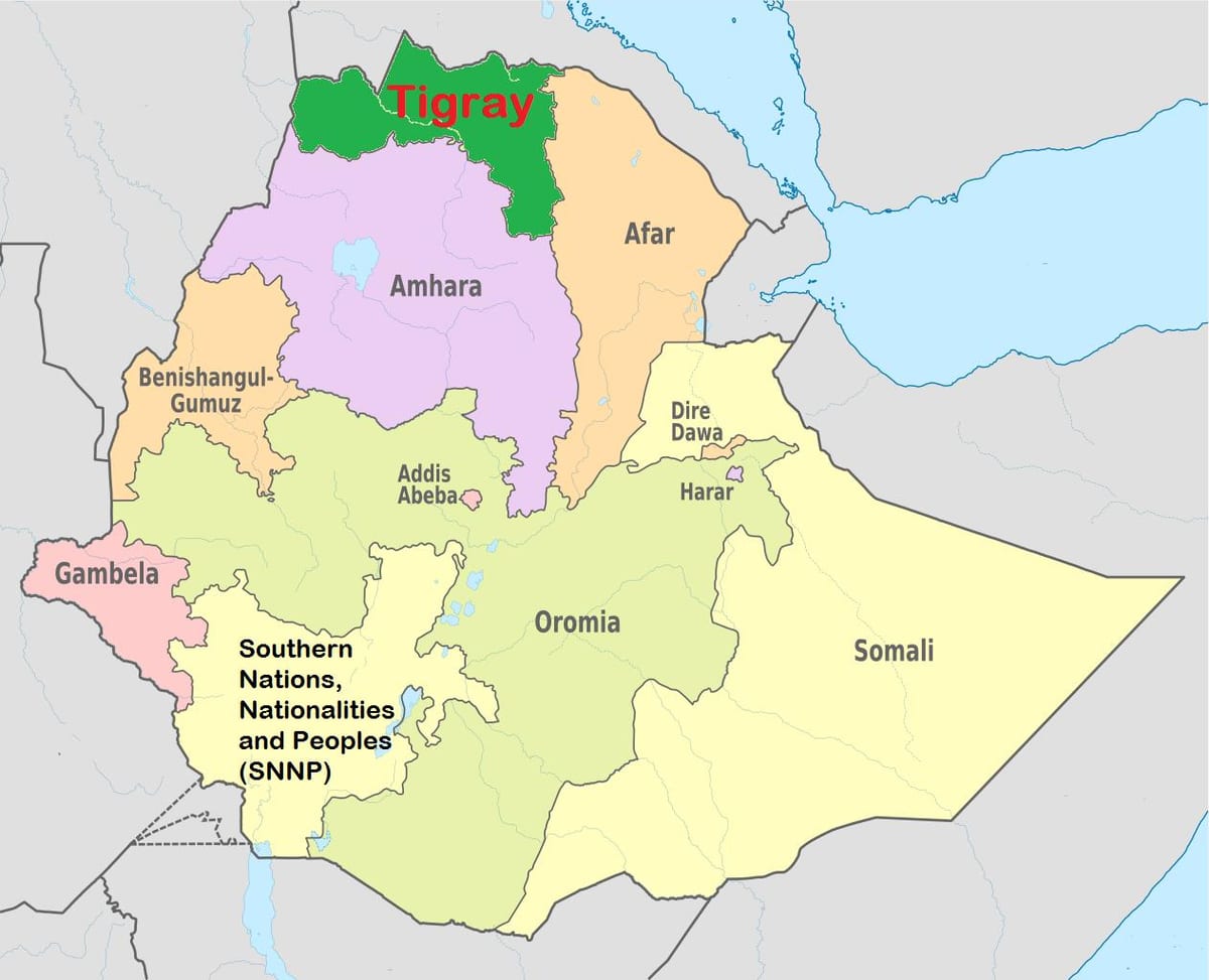 ایتھوپیا tigray نقشہ