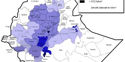 ایتھوپیا آبادی کی کثافت نقشہ