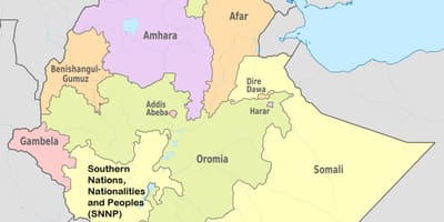 ایتھوپیا علاقائی ریاستوں کا نقشہ