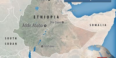 Danakil ڈپریشن ایتھوپیا کا نقشہ